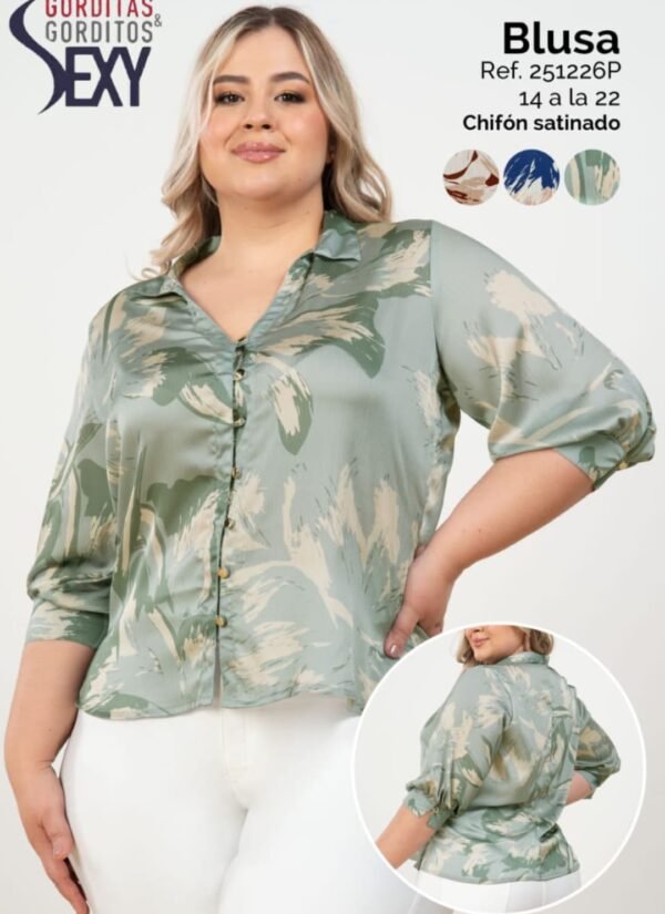 CAMISERA CHIFON 3 TONOS ESTAM 14-22 BTNS 251226P